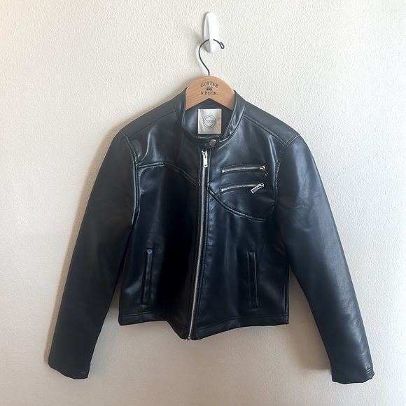 Stoosh Robyn Faux Leather Racing Jacket Front Zip Vegan Leather Womens Size S - Picture 3 of 10